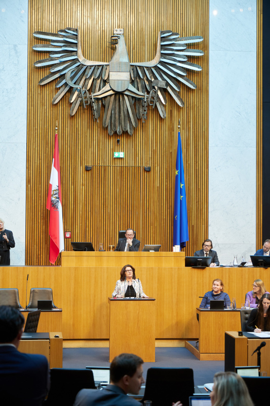 Am Redner:innenpult: Nationalratsabgeordnete Elisabeth Scheucher-Pichler (ÖVP)