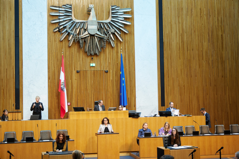 Am Redner:innenpult: Nationalratsabgeordnete Elisabeth Scheucher-Pichler (ÖVP)