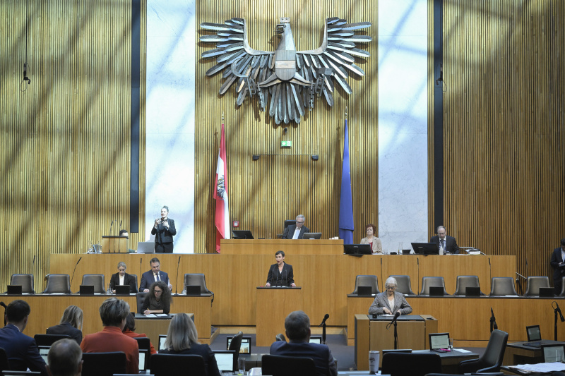 Am Redner:innenpult: Nationalratsabgeordnete Henrike Brandstötter (NEOS)