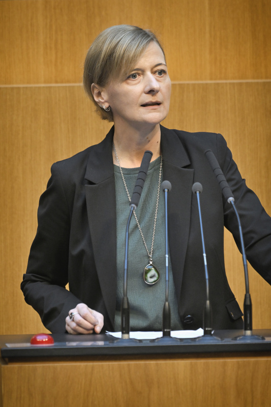 Am Redner:innenpult: Nationalratsabgeordnete Sabine Schatz (SPÖ)