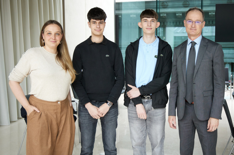 Von links: Moderatorin Tatjana Lukáš, David Godean, Yannis Schärf, Wolfgang Mueller - Universität Wien