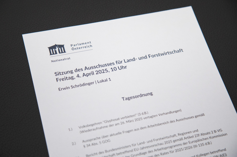 Tagesordnung zur Ausschusssitzung