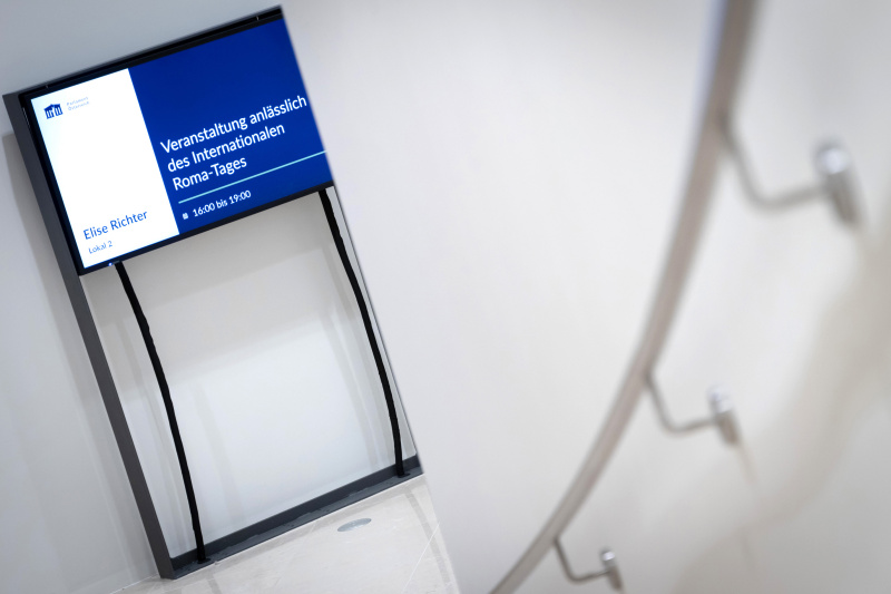 Infoscreen mit Veranstaltungstitel