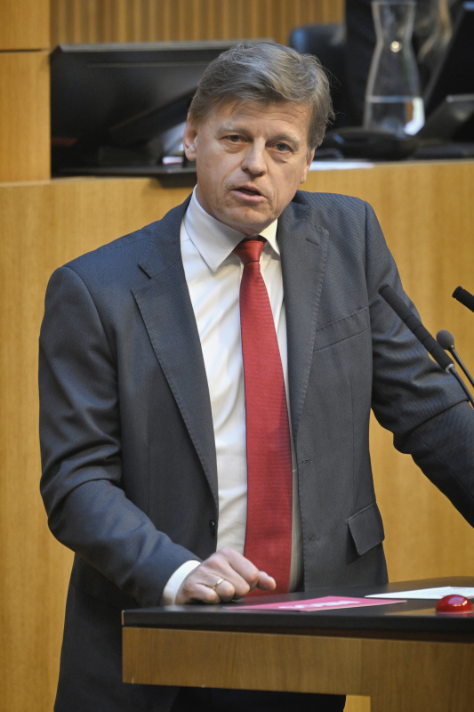 Am Redner:innenpult: Nationalratsabgeordneter Veit Dengler (NEOS)