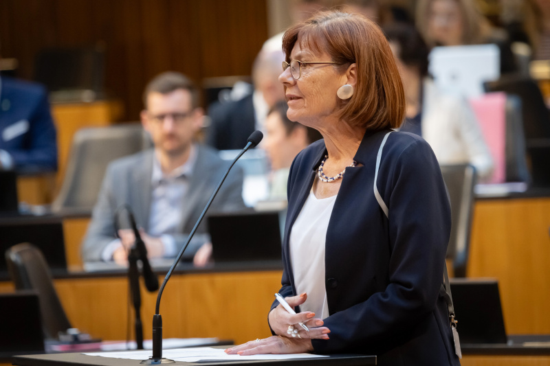 Am Redner:innenpult Nationalratsabgeordnete Andrea Michaela Schartel (FPÖ)
