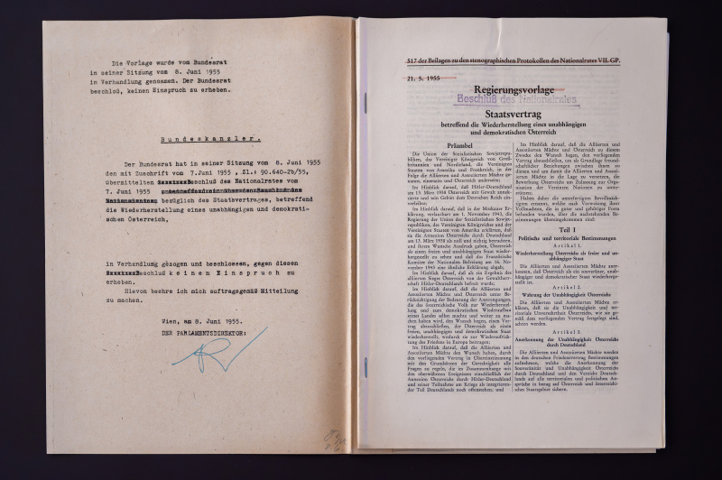 Beschluss der Genehmigung des Staatsvertrags im Bundesrat am 8.6.1955