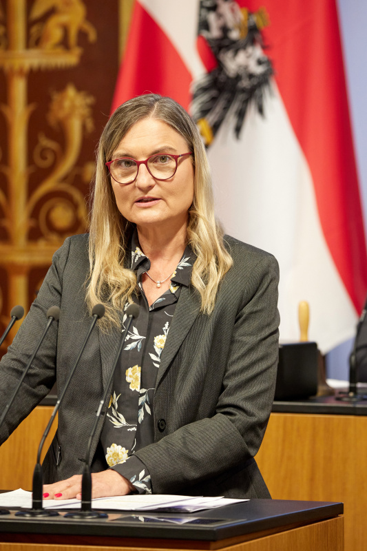 Am Redner:innenpult: Bundesrätin Claudia Hauschildt-Buschberger (GRÜNE)