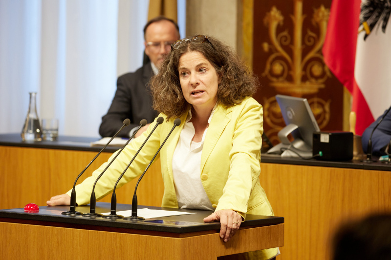 Am Redner:innenpult: Bundesrätin Elisabeth Kittl (GRÜNE)