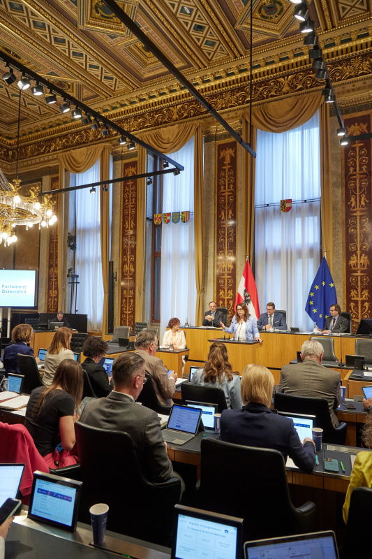 Am Redner:innenpult: Bundesrätin Sandra Böhmwalder (ÖVP)