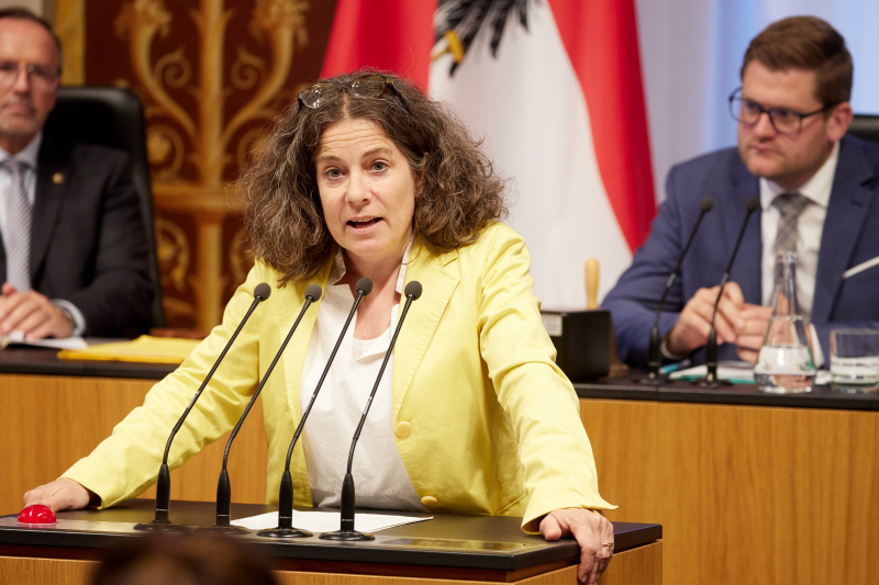 Am Redner:innenpult: Bundesrätin Elisabeth Kittl (GRÜNE)