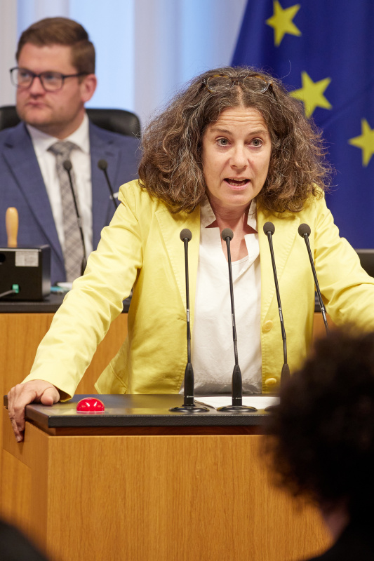 Am Redner:innenpult: Bundesrätin Elisabeth Kittl (GRÜNE)