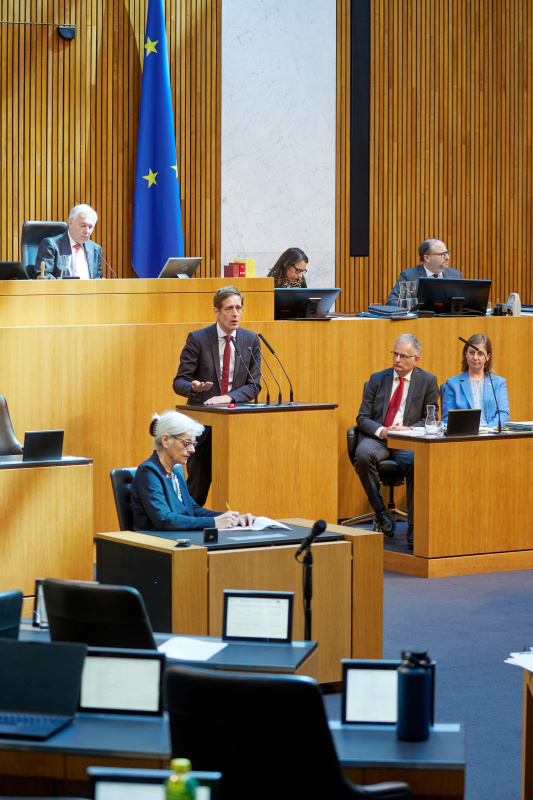 Am Redner:innenpult: Nationalratsabgeordneter Kai Jan Krainer (SPÖ)