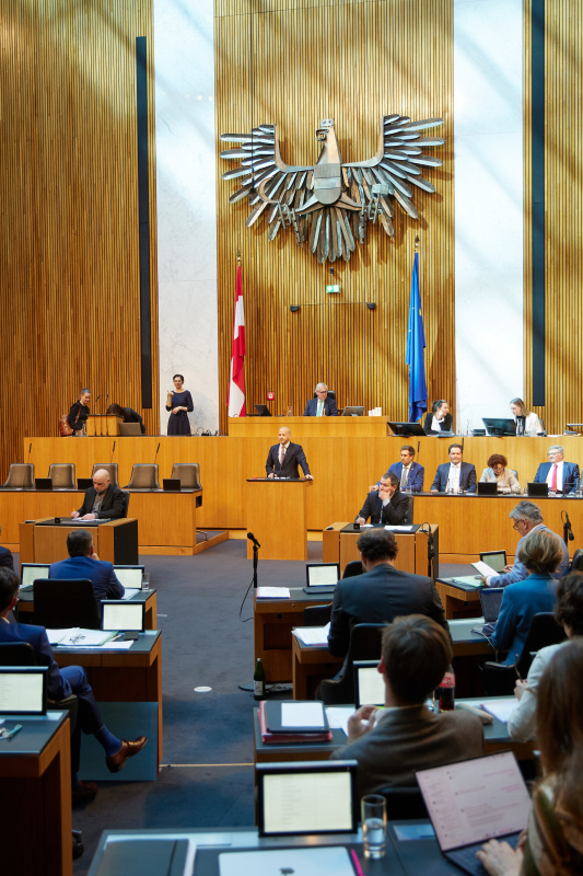 Am Redner:innenpult: Nationalratsabgeordneter Maximilian Köllner (SPÖ)