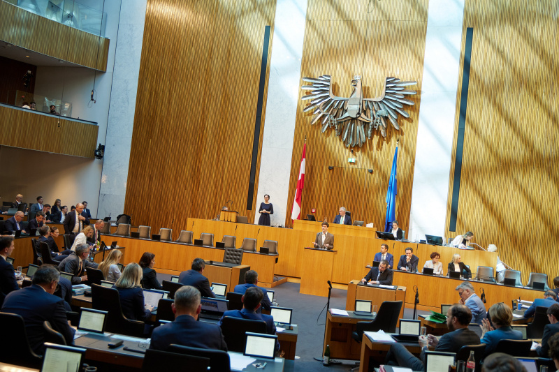 Am Redner:innenpult: Nationalratsabgeordneter Douglas Hoyos-Trautmansdorff (NEOS)