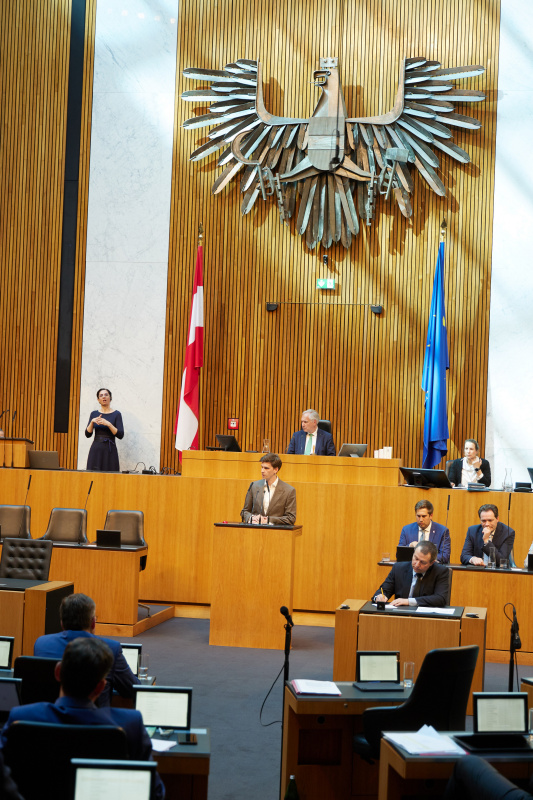 Am Redner:innenpult: Nationalratsabgeordneter Douglas Hoyos-Trautmansdorff (NEOS)