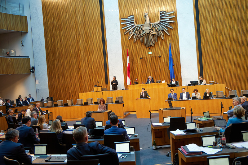 Am Redner:innenpult: Nationalratsabgeordnete Sigrid Maurer (GRÜNE)