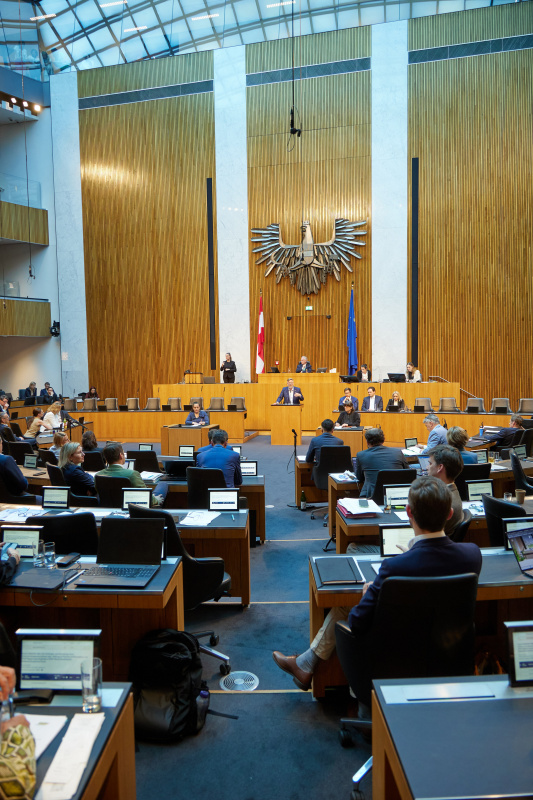 Am Redner:innenpult: Nationalratsabgeordneter Ralph Schallmeiner (GRÜNE)