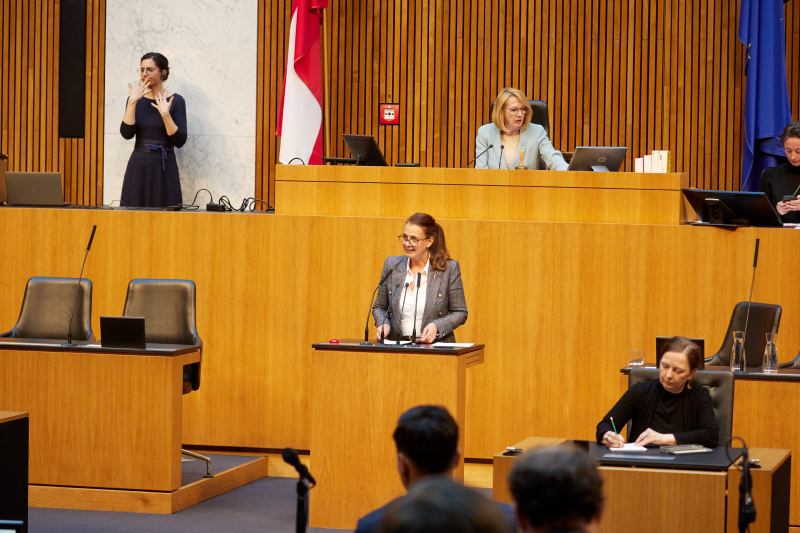 Am Redner:innenpult: Nationalratsabgeordnete Katayun Pracher-Hilander (FPÖ)