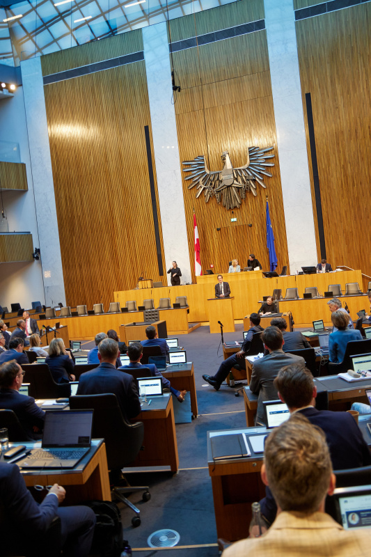 Am Redner:innenpult: Nationalratsabgeordneter Kai Jan Krainer (SPÖ)