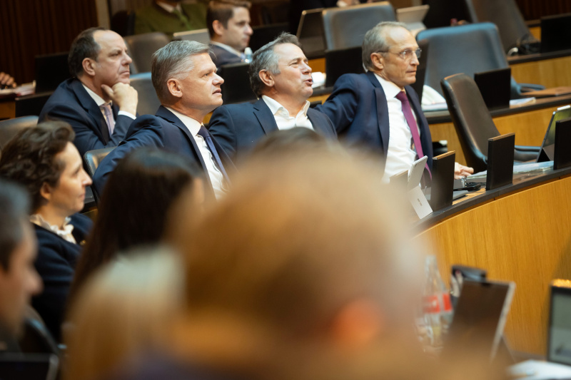 Diskussion zur Geschäftsordung. Blick in Richtung Sitzungsteilnehmer:innen