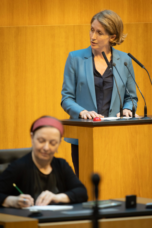 Am Redner:innenpult Nationalratsabgeordnete Stephanie Krisper (NEOS)