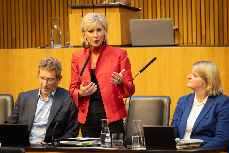 Auf der Regierungsbank von rechts:  Volksanwältin Elisabeth Schwetz, Volksanwältin Gaby Schwarz und Volksanwalt Bernhard Achitz