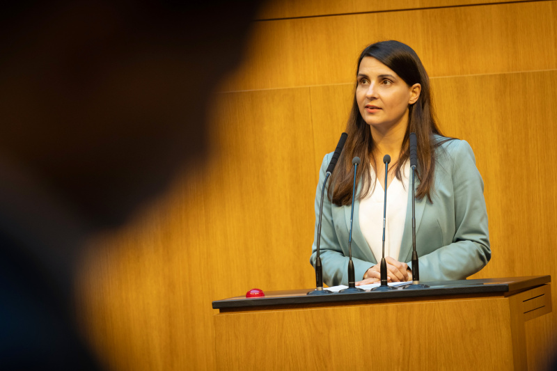 Am Redner:innenpult Nationalratsabgeordnete Meri Disoski (GRÜNE)