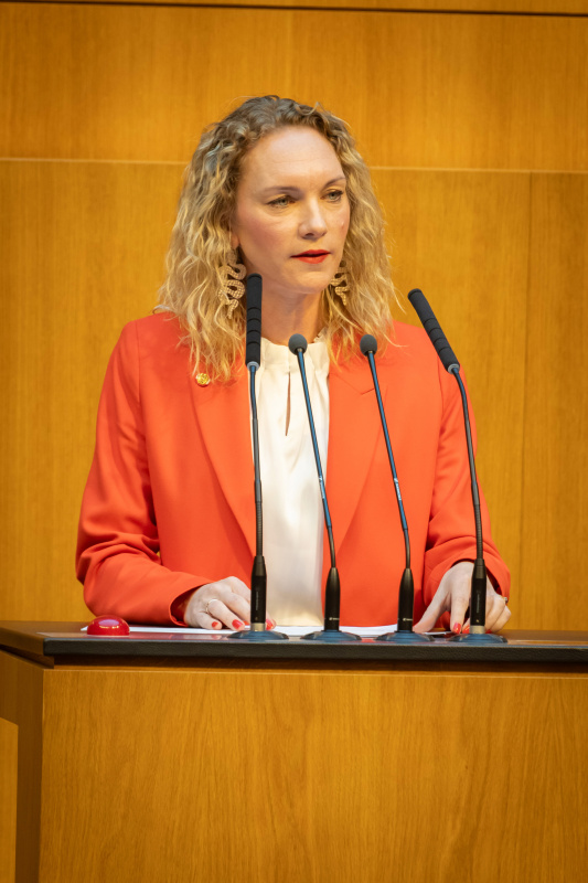 Am Redner:innenpult Nationalratsabgeordnete Pia Maria Wieninger (SPÖ)