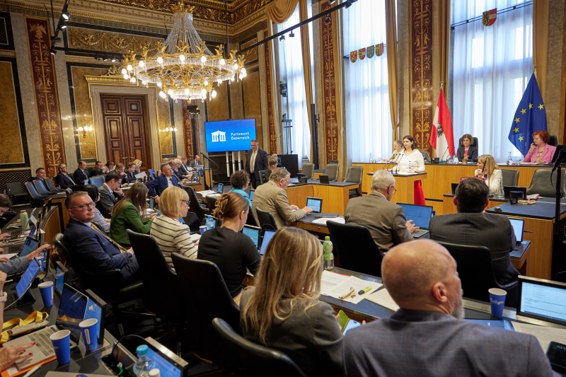 Am Redner:innenpult: Bundesrätin Manuela-Anna Sumah-Vospernik (NEOS)