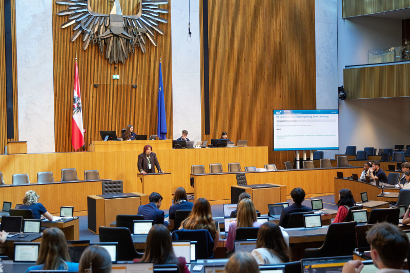 Delegierte am Redner:innenpult