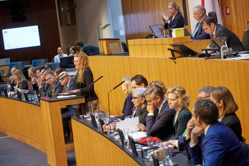 Am Redner:innenpult: Nationalratsabgeordnete Fiona Fiedler (NEOS)