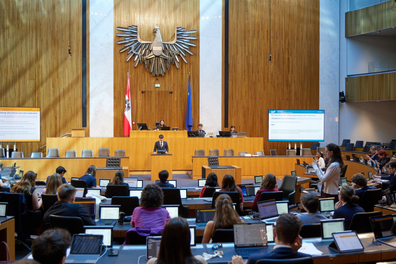 Delegierte am Redner:innenpult