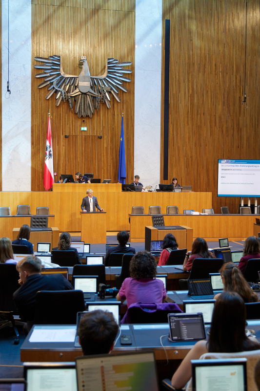 Delegierte am Redner:innenpult