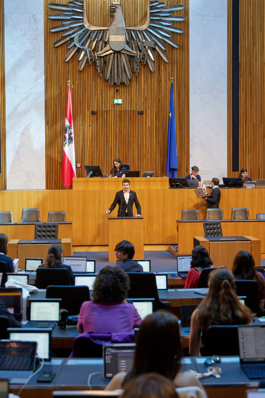 Delegierte am Redner:innenpult