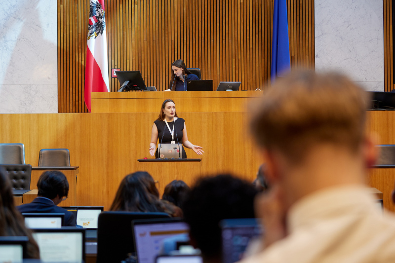 Delegierte am Redner:innenpult