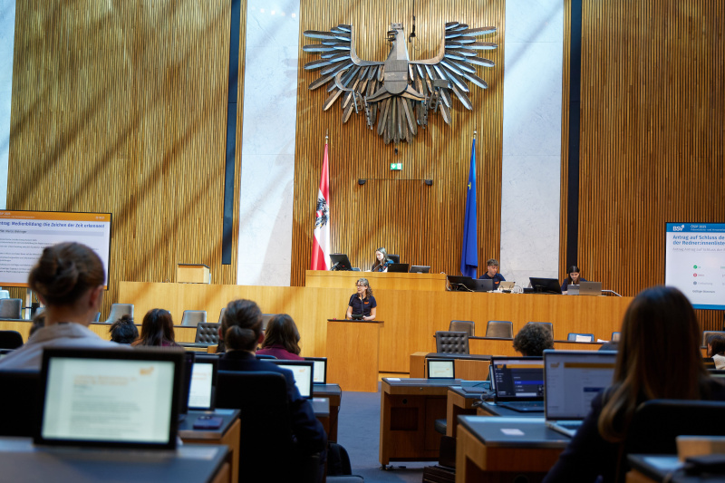 Delegierte am Redner:innenpult