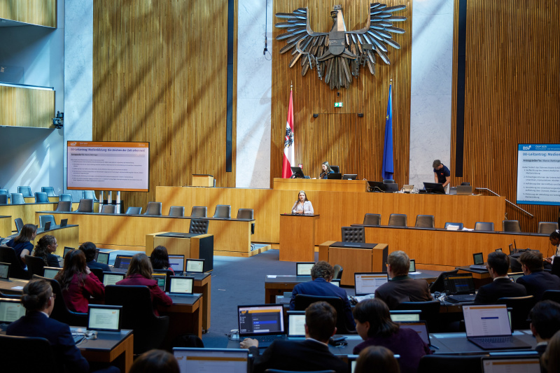 Delegierte am Redner:innenpult