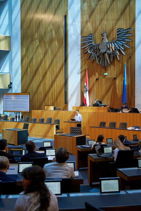 Delegierte am Redner:innenpult