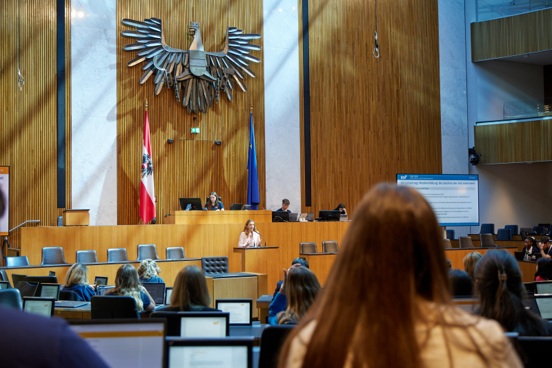 Delegierte am Redner:innenpult