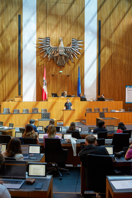 Delegierte am Redner:innenpult