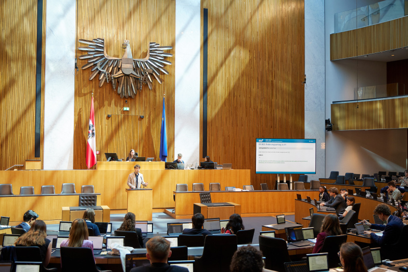 Delegierte am Redner:innenpult