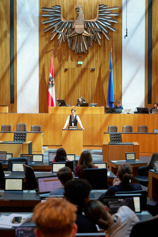 Delegierte am Redner:innenpult