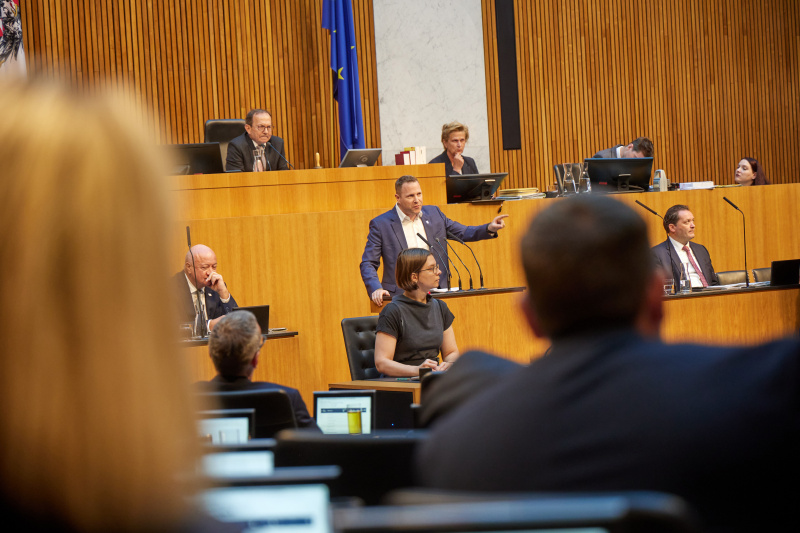 Am Redner:innenpult: Nationalratsabgeordneter Michael Schnedlitz (FPÖ)