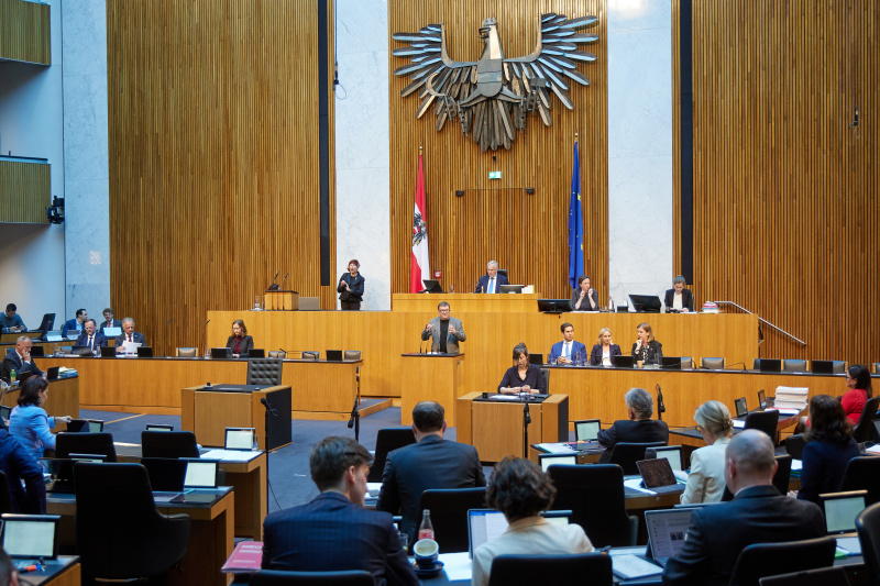 Am Redner:innenpult: Nationalratsabgeordneter Markus Koza (GRÜNE)