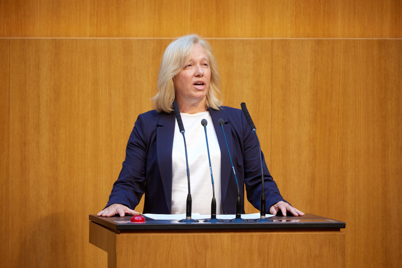 Am Redner:innenpult: Nationalratsabgeordnete Verena Nussbaum (SPÖ)