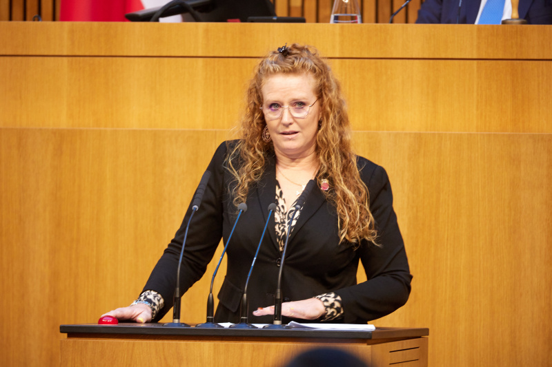 Am Redner:innenpult: Nationalratsabgeordnete Fiona Fiedler (NEOS)