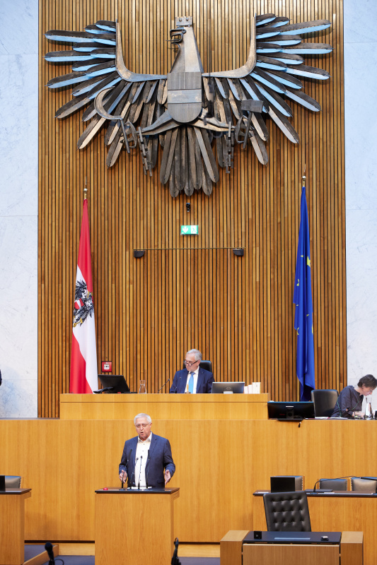 Am Redner:innenpult: Nationalratsabgeordneter Werner Herbert (FPÖ)