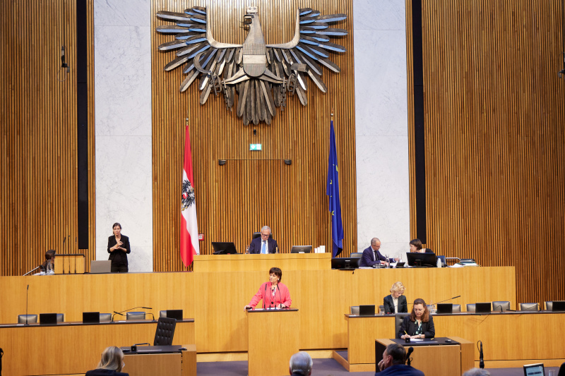 Am Redner:innenpult: Nationalratsabgeordnete Petra Oberrauner (SPÖ)