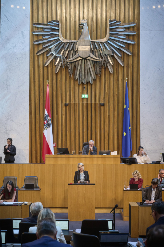 Am Redner:innenpult: Nationalratsabgeordnete Ricarda Berger (FPÖ)