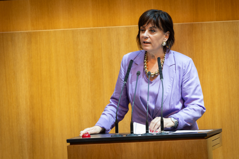 Am Redner:innenpult Nationalratsabgeordnete Petra Oberrauner (SPÖ)